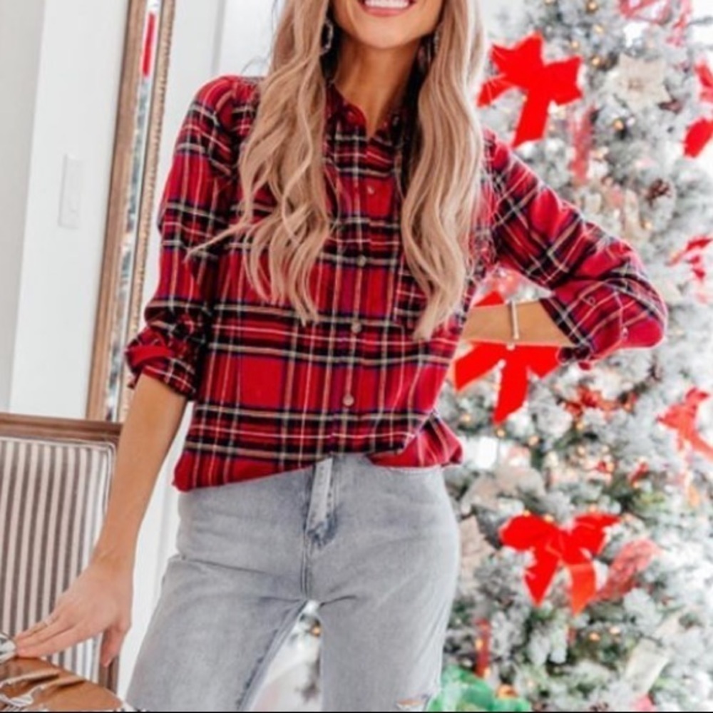Jach’s Girlfriend💕Plaid Snap Pearl Button Shirt